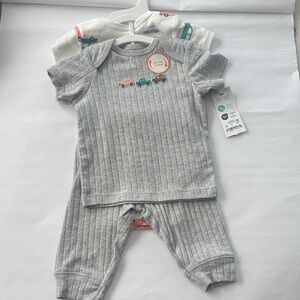 Carter's Gray Ribbed Kids Pajama Set